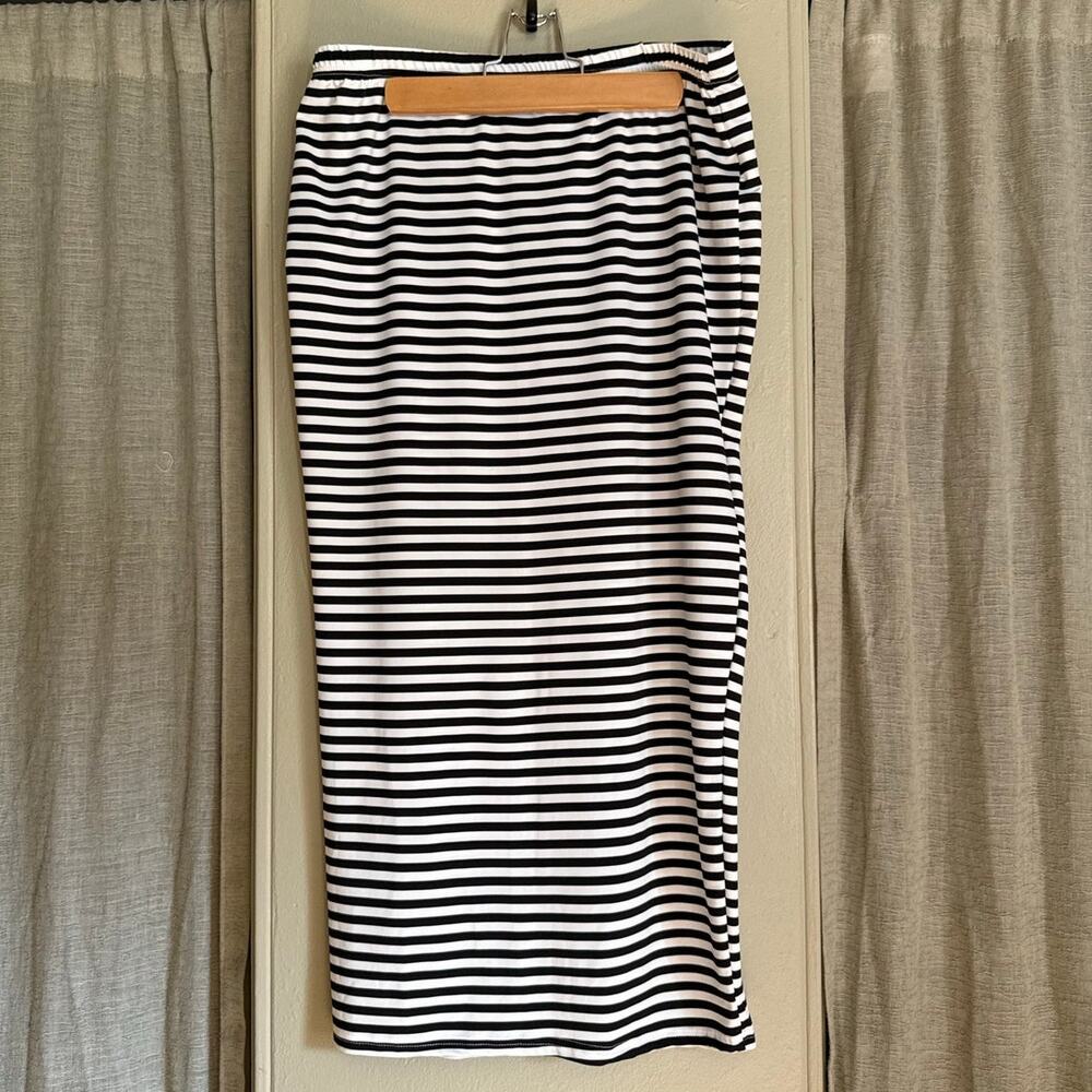 Black & White Stripe Midi Pencil Skirt | Modern Classic | Whimsigoth